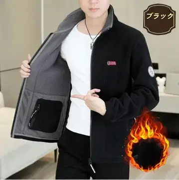 남성용 자켓 플리스 아웃도어 캠핑 방한 보온 블랙 L