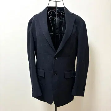 ORIHICA 네이비 체크 무늬 테일러드 자켓 L 세탁 가능