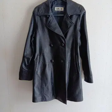 블랙 양가죽 더블 브레스트 롱 자켓