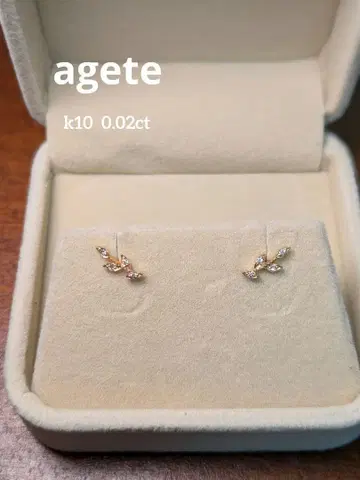 agete k10 0.02ct 귀걸이 월계수 로럴