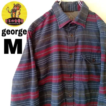 USA 구제 의류 george 플란넬 셔츠 M 네이비 레드