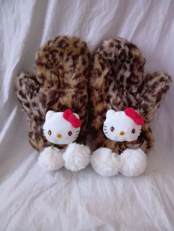 레어 헬로키티 레오파드 무늬 마스코트 장갑 퍼지 미튼 2013년