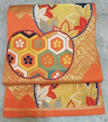 [ 앤티크 ] 타츠무라 직물 올드 타츠무라 도서 후쿠로 오비