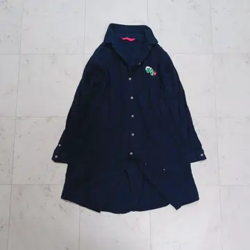 graniph 그라니프 배고픈 애벌레 셔츠 원피스 자수 네이비