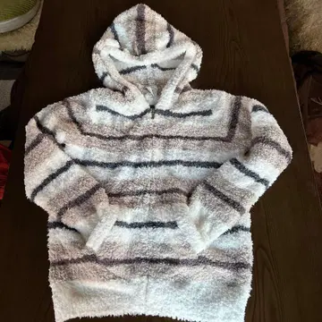 pique 플리스 스트라이프 후드티