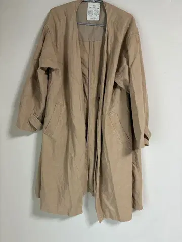 베이지 코튼 혼방 롱 코트