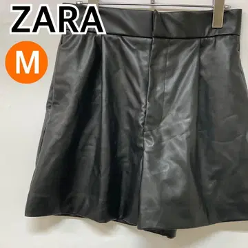 ZARA 팬츠 숏팬츠 가죽 블랙 여성용 M [ CB536 ]