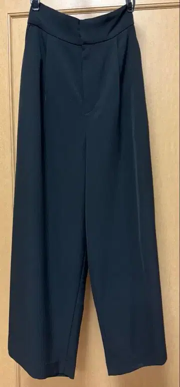 블랙 와이드 팬츠 허리밴딩