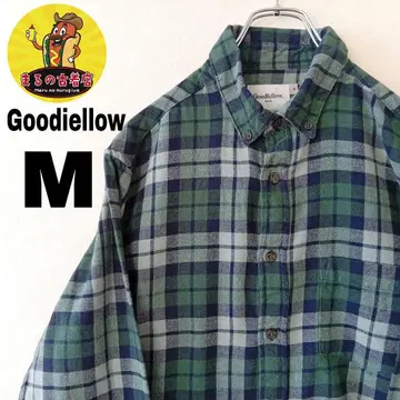 USA 구제 의류 Goodiellow 플란넬 셔츠 M 네이비 그린 체크