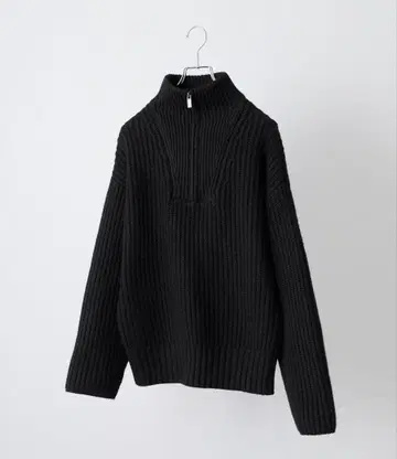 CLEL 볼륨 멜란지 하프 지퍼 니트 블랙 2025ver