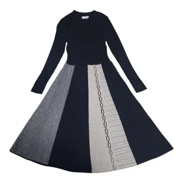 Bouchon 부숑 니트 플레어 원피스 네이비 M