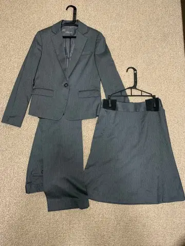 그레이 스트라이프 스커트 수트 셋업 상하의 세트 3점