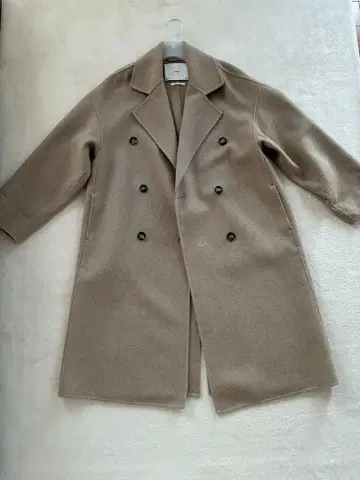 MANGO 울 혼방 롱 코트 베이지