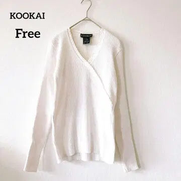 쿠카이 카슈쿨 티셔츠 화이트 긴팔 레이스 니트 리브 243