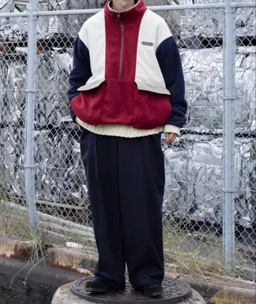 perushu 레트로 플리스 아노락 블루종