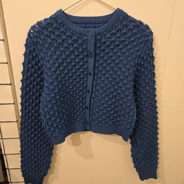 MOUSSY 시스루 편직 파랑 가디건 긴팔