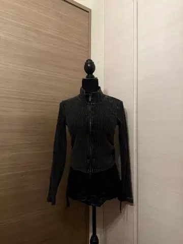 y2k 스트라이프 긴팔 지퍼 상의