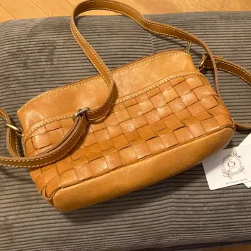 뜨개질 가죽 백 브라운