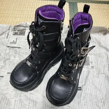 YOSUKE 요스케 통굽 스니커즈 블랙 퍼플