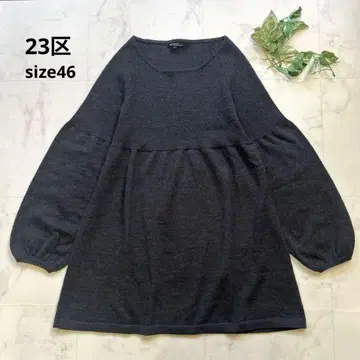 새상품급 23구 퍼프 슬리브 풀오버 니트 빅 사이즈 46 그레이 울