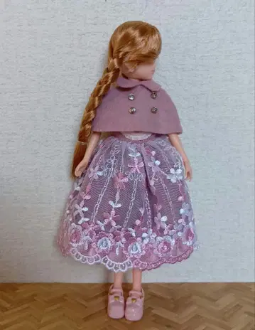 22cm 인형 옷 갈아입기 의류 핑크 드레스와 케이프