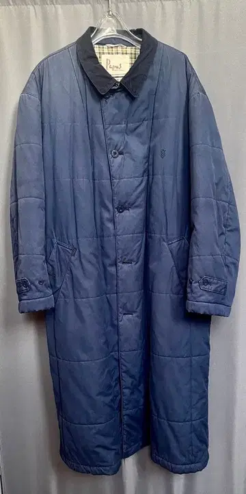 Papas 네이비 롱 퀼팅 코트