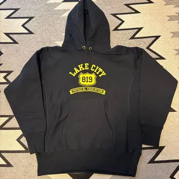 Champion 블랙 후드티 L 사이즈 Lake City 819