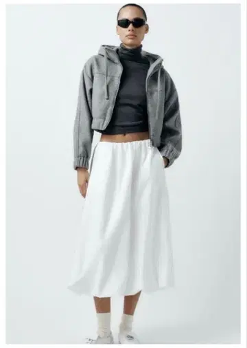 ZARA 크롭 펠트 텍스처 후드티 M