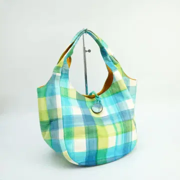 luminous 블록 체크 백 가죽 코로링 백 블루 계열