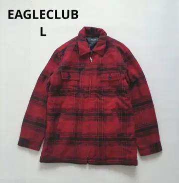 EAGLECLUB 버팔로 체크 패턴 퀼팅 자켓 솜 충전 빨간색