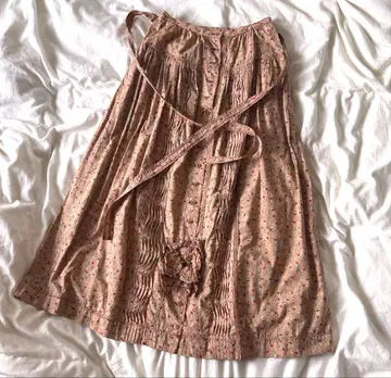 꽃무늬 플리츠 롱 스커트 핑크 계열