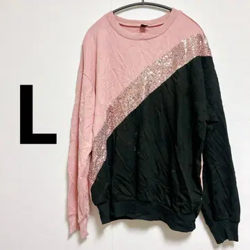 SHEIN 핑크 블랙 라메 긴팔 상의 [ L ] 롱티