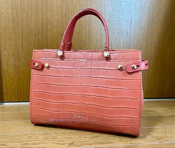 FURLA 홍차 크로커다일 패턴 숄더 토트 미사용 새상품