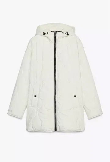 ZARA 화이트 퀼팅 자켓 후드 부착