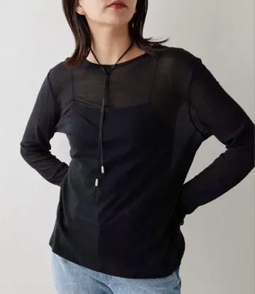 GALLARDAGALANTE 롱 슬리브 T 시어 블랙