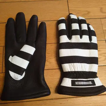 NEIGHBORHOOD 스트라이프 장갑 블랙/화이트 M