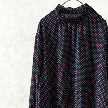 블라우스 모크넥 도트 무늬 롱 커프스 빅 사이즈 세련된