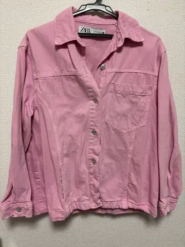 ZARA 핑크 버튼 포함 셔츠 자켓 M 사이즈 핑크 G