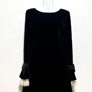 블랙 벨벳 소매 레이스 긴팔 원피스 사이즈 M 코스프레 식전
