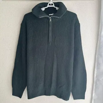 GU 니트 스웨터 하이넥 다크 그린 짙은 녹색 L 새상품