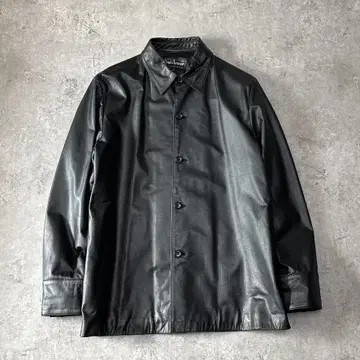 미사용급 Wind Armor 천연 가죽 가죽 셔츠 가죽 자켓 M 블랙