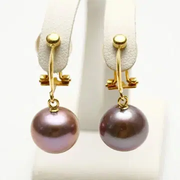 담수 진주 펄 귀찌 10mm 퍼플 컬러