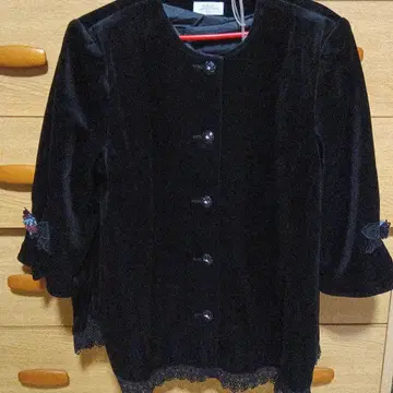 블랙 벨벳 노카라 자켓