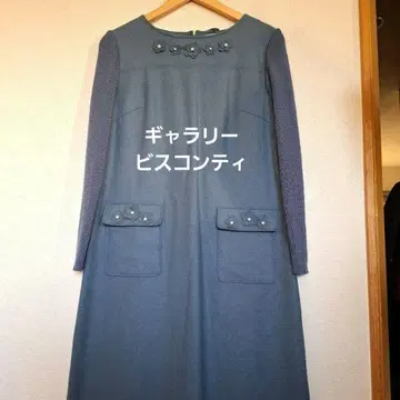 거의 미사용 갤러리 비스콘티 블루 꽃 장식 원피스 사이즈 2
