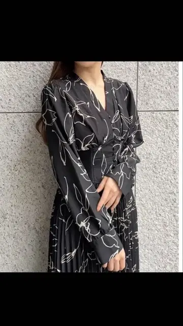 COCODEAL 플라워 프린트 긴팔 롱 원피스