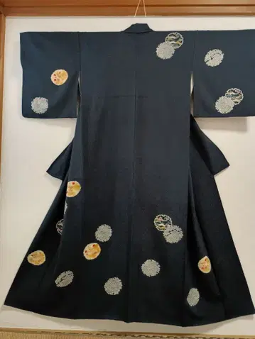 츠케사게 순수 실크 네이비 지몬 유키와