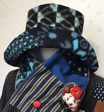 기모노 리메이크 튜닉 모자 머플러 세트