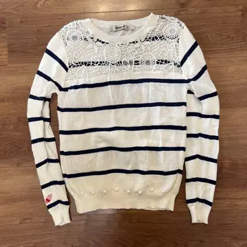 Desigual 스트라이프 레이스 긴팔 상의 S