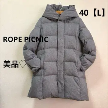 새상품급 로페피크닉 롱다운 코트 후디 그레이 40 한랭지 따뜻함