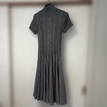 [ Otto ] 그레이 니트 플레어 반팔 롱 원피스